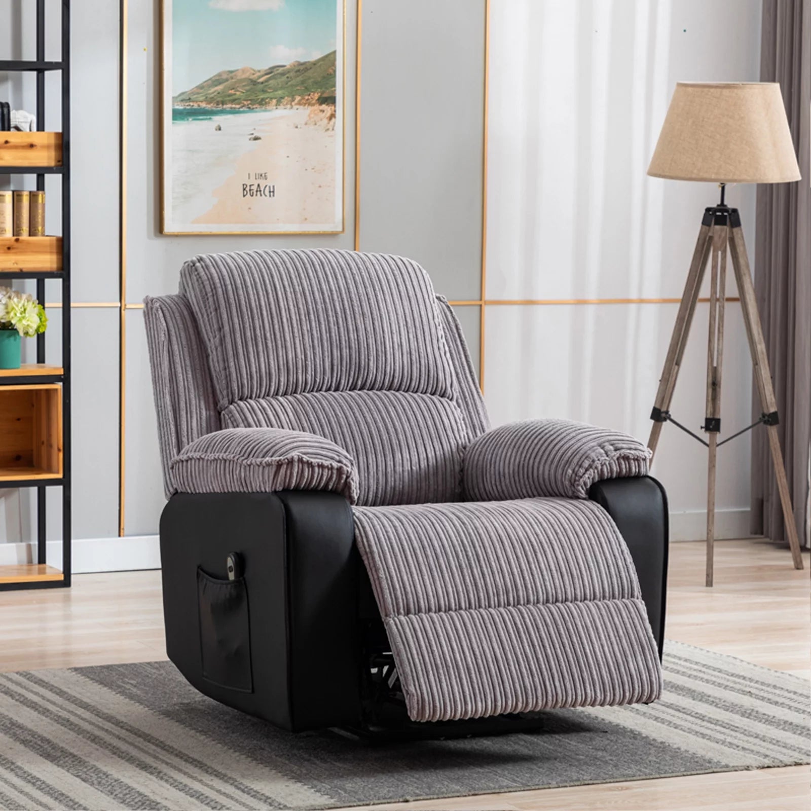 Electric Lift Recliner with Heat and Massage, Padded Arms, USB W62459