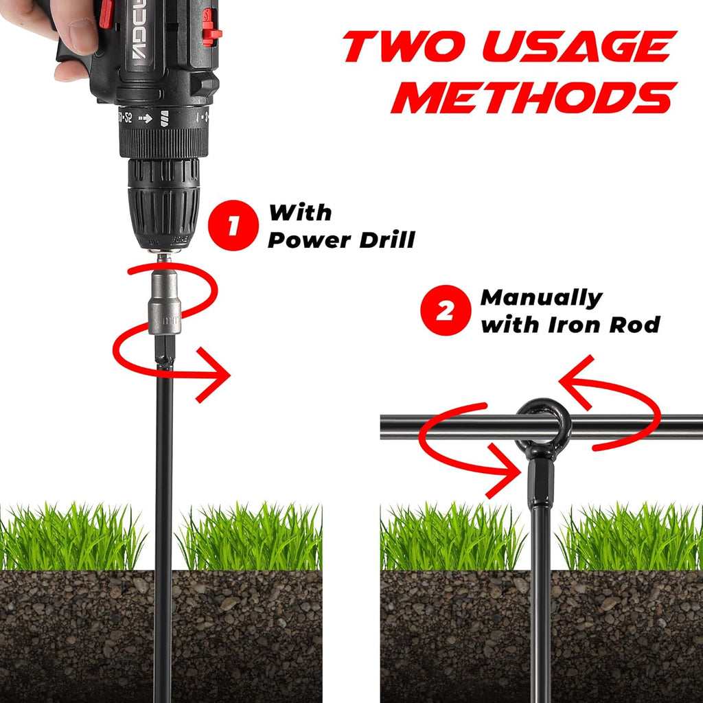 18" Ground Anchors Heavy Duty for High Winds - Screw in Shed Anchor Kit for Mobile Home, Swing Set, Tent, Carport, Gazebo U37107