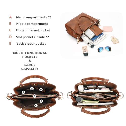 Women PU Leather Top Handle Satchel Shoulder Bag Tote G19535