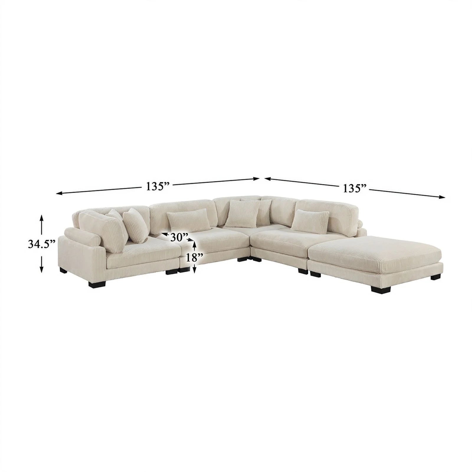 Modular Sectional Sofa in Beige Corduroy G142396