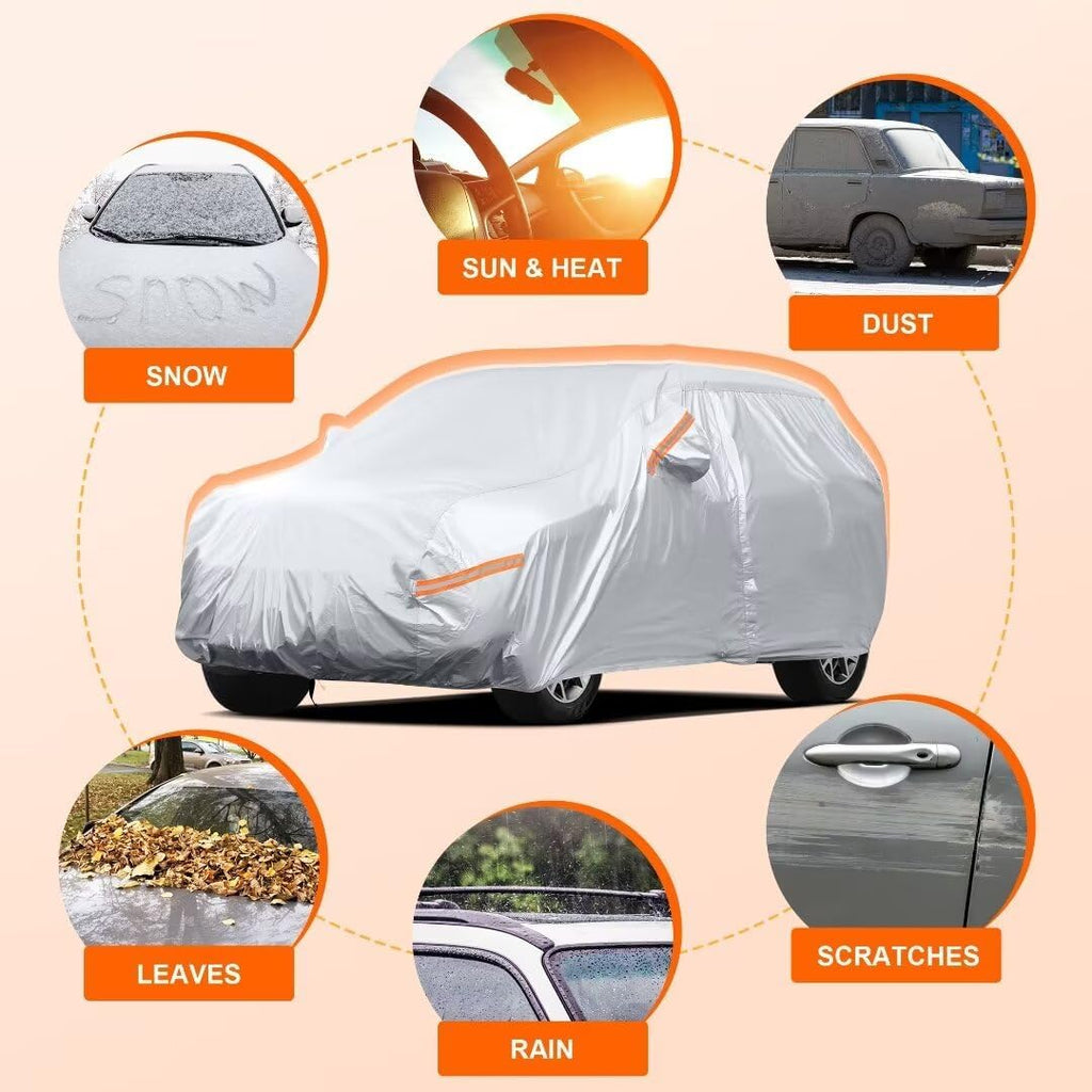 Car Cover for Jeep Wrangler 4 Door, Waterproof All Weather, Silver W12927