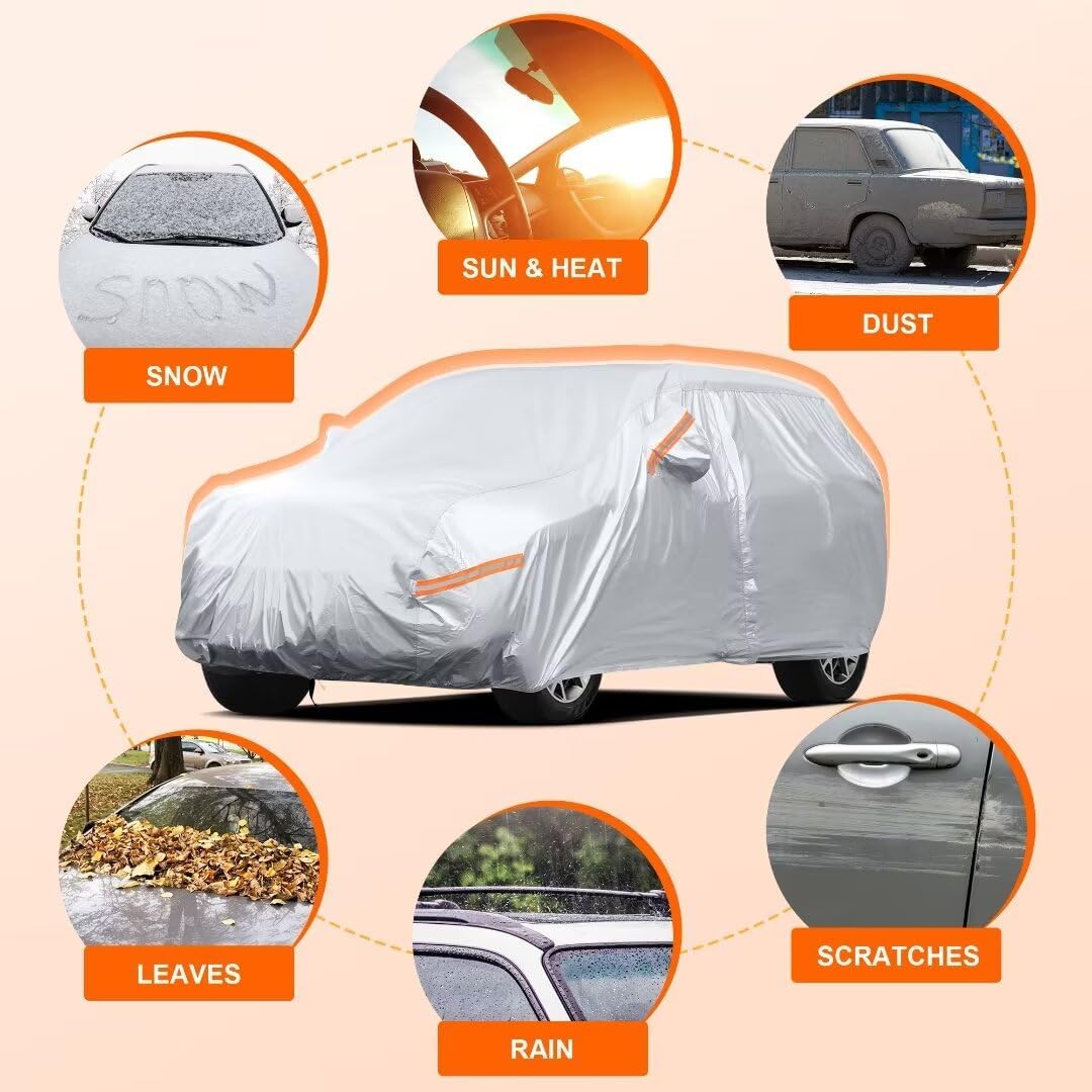 Car Cover for Jeep Wrangler 4 Door, Waterproof All Weather, Silver W12927