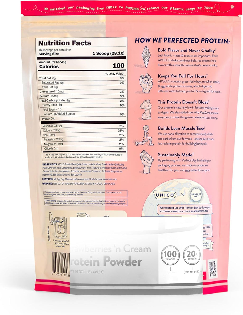 Strawberry Protein Powder - 20g Grass-Fed, Low-Carb, 0g Added Sugars C451