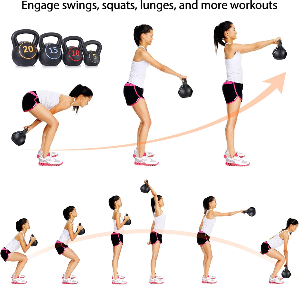Kettlebell Set 4 Piece Strength Training Weight Set 5-20lb Y195