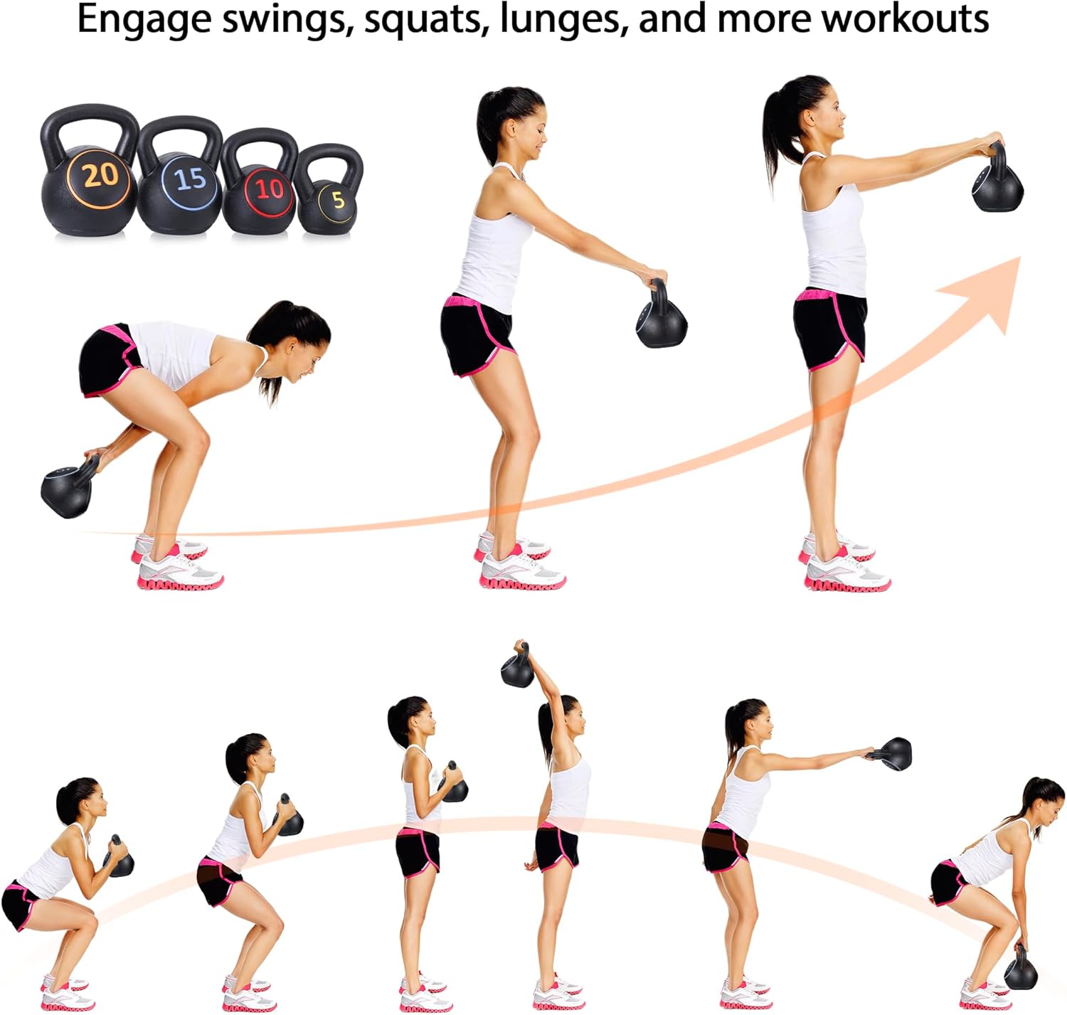 Kettlebell Set 4 Piece Strength Training Weight Set 5-20lb Y195