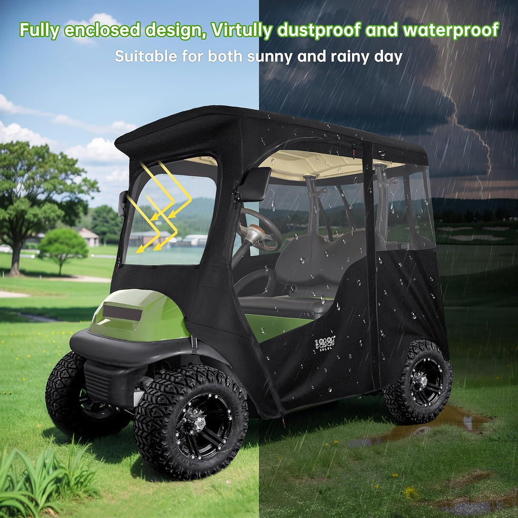 2 Passenger Golf Cart Enclosure, 4-Sided Clear PVC Rain Cover with Zipper Entry A725437