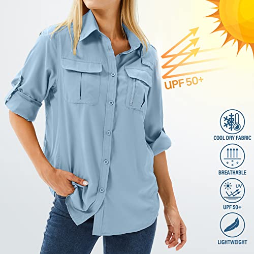 Women's UPF 50 Long Sleeve Sun Protection Safari Shirt V236682
