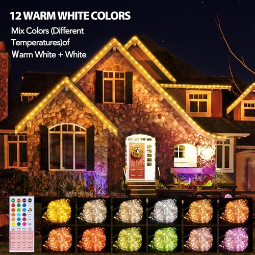 Outdoor Color Changing Rope Lights, 33ft Warm White with Remote A25438