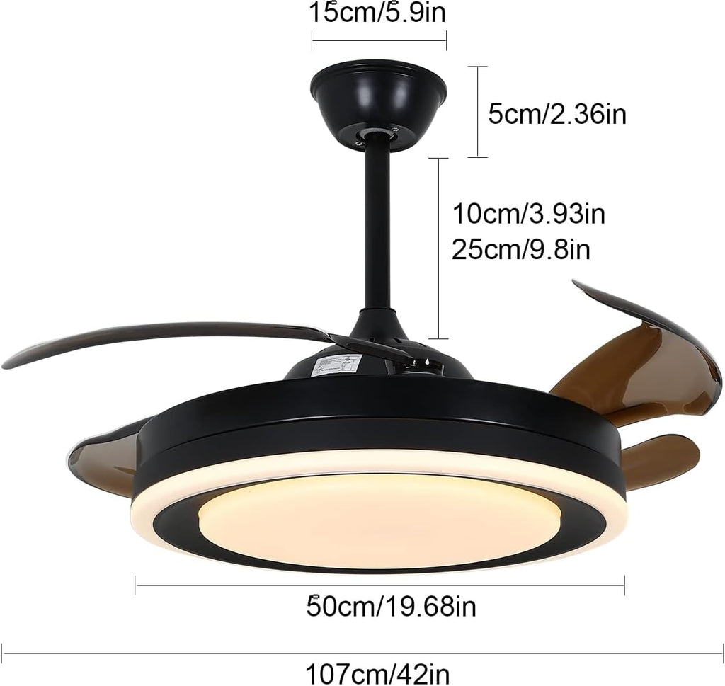 Retractable Ceiling Fan with Lights, Remote Control, Silent Motor F23944
