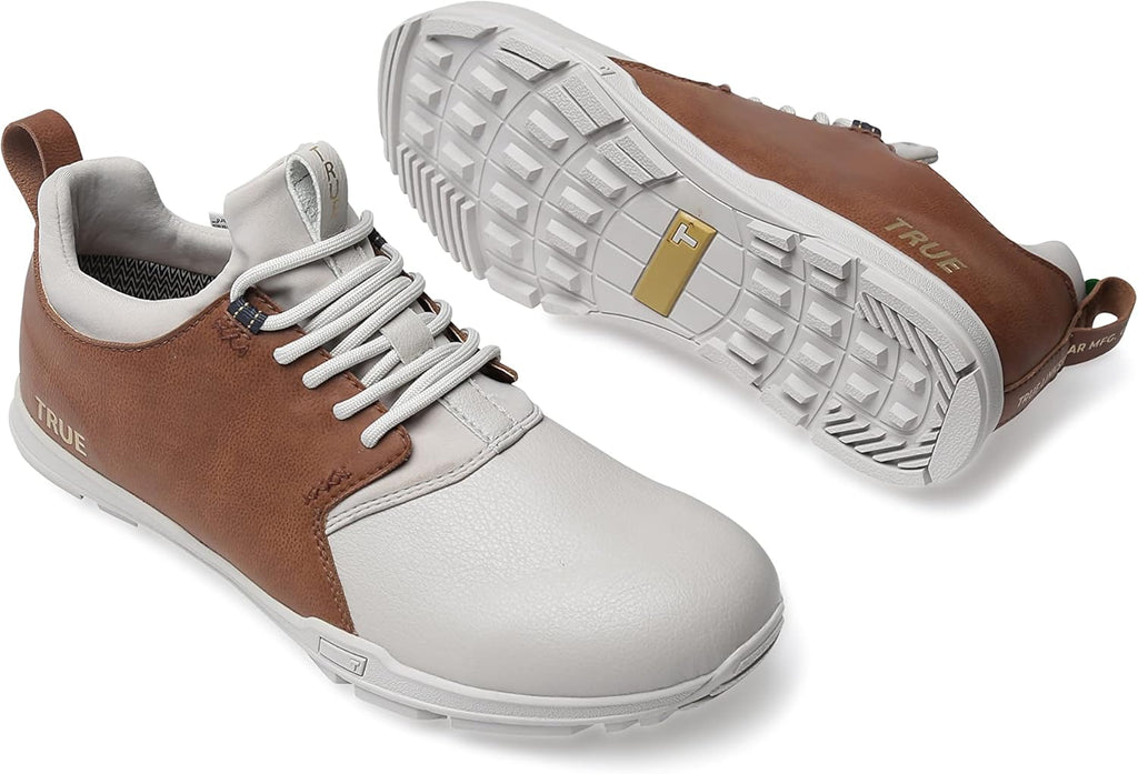 Men's Golf Shoes, Soft White/Brown, Size 9 I97251