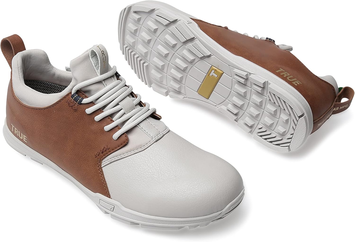 Men's Golf Shoes, Soft White/Brown, Size 9 I97251