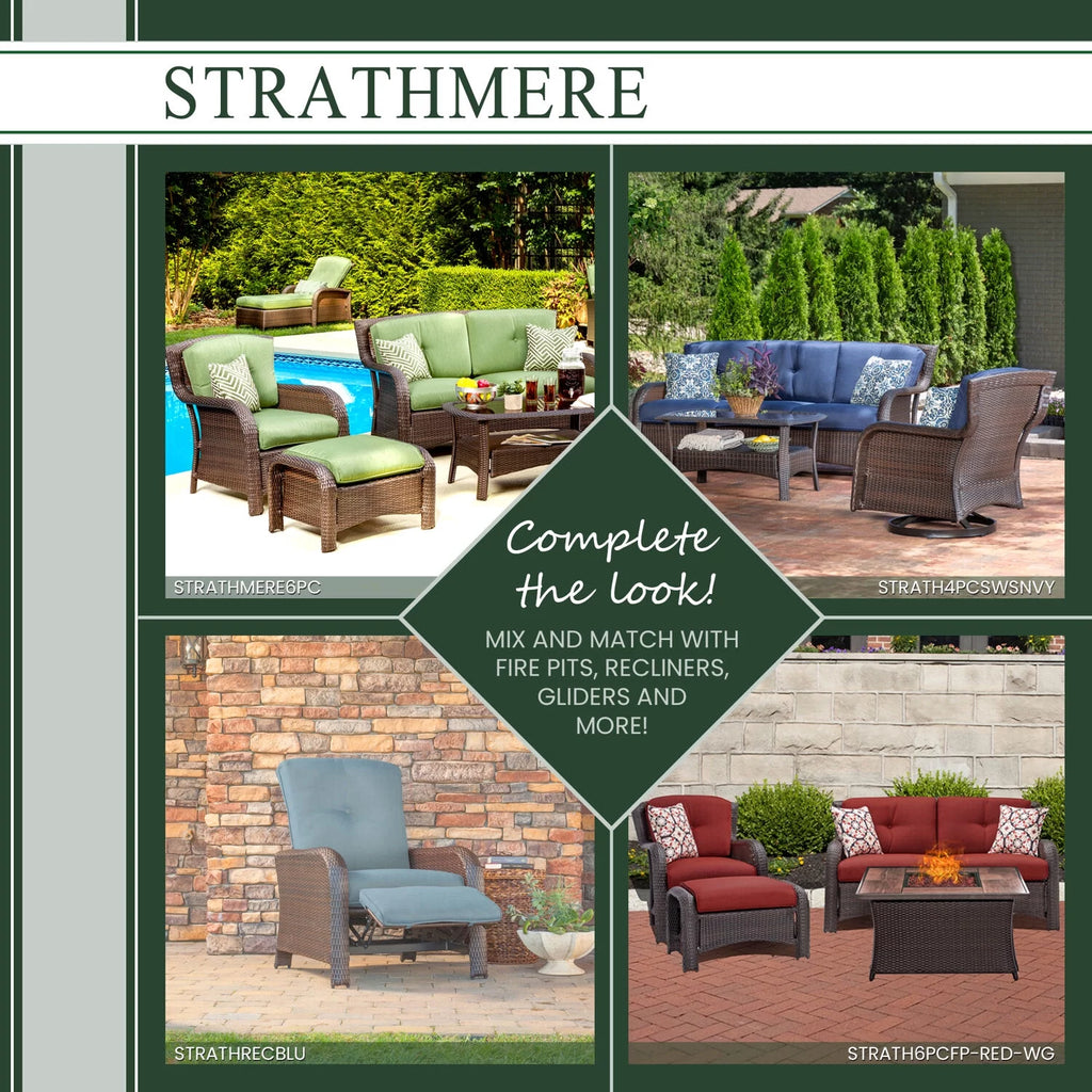 6-Piece Wicker Outdoor Conversation Set, Crimson Red P9795