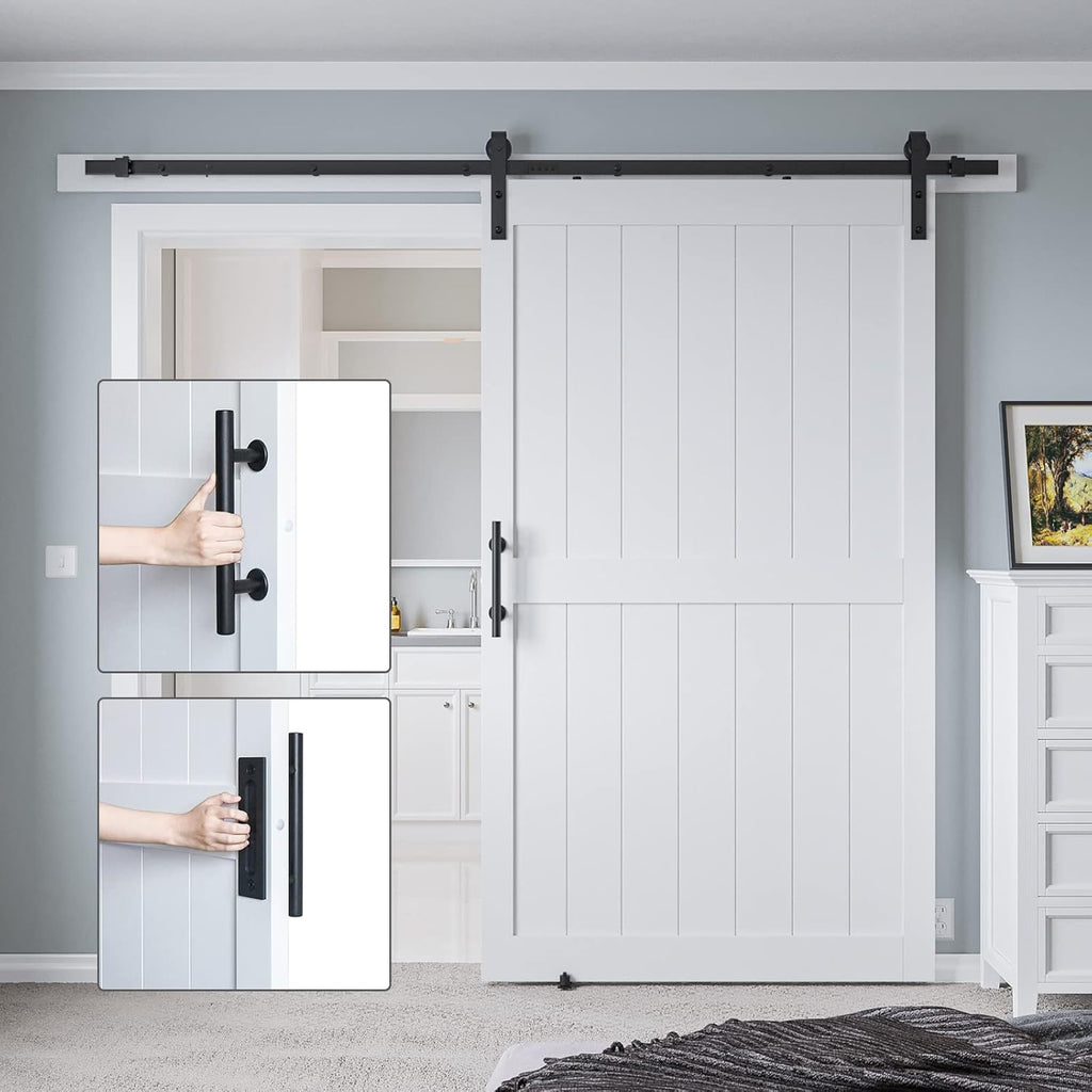 Sliding Barn Door with Hardware Kit, White, H-Frame B901