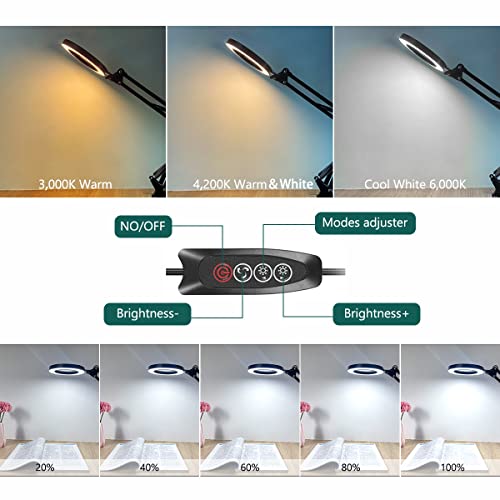 Magnifying Glass with Light and Stand, 10X LED Desk Magnifier, 3 Color Modes R4164