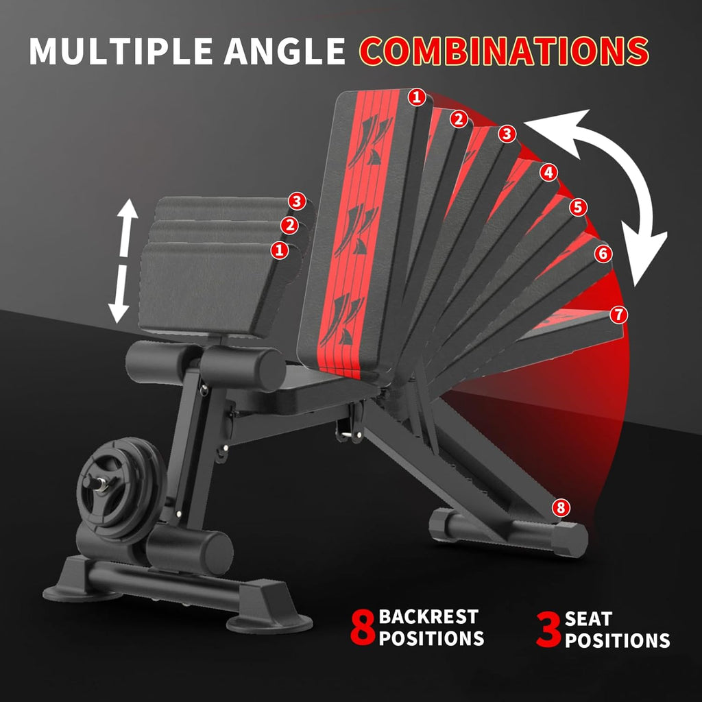 Adjustable Weight Bench for Home Gym, Incline Decline Flat Foldable K4851