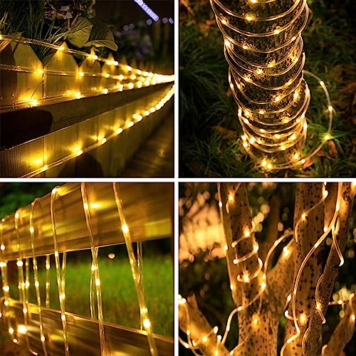 Solar Rope Lights Outdoor Waterproof 39FT 100LED Clear PVC Tube Fairy Lights J36737