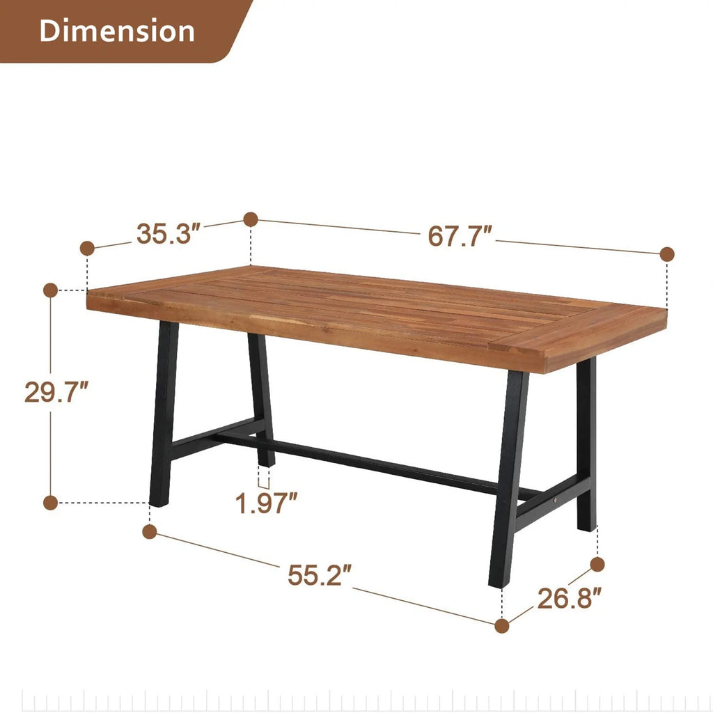 68"L Outdoor Acacia Wood Rectangular Dining Table O76395