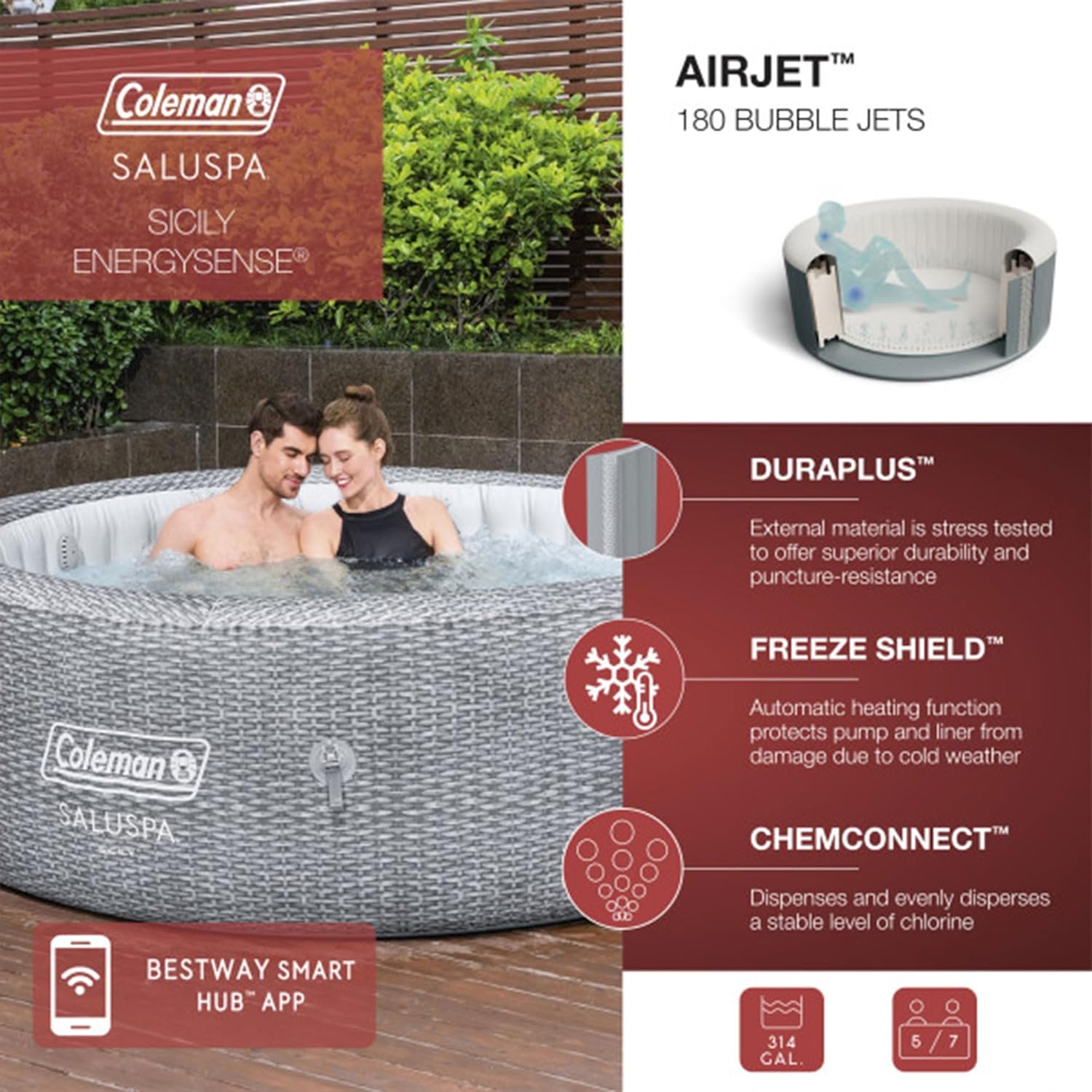 Inflatable Hot Tub with AirJet and Seat Cushions B459491