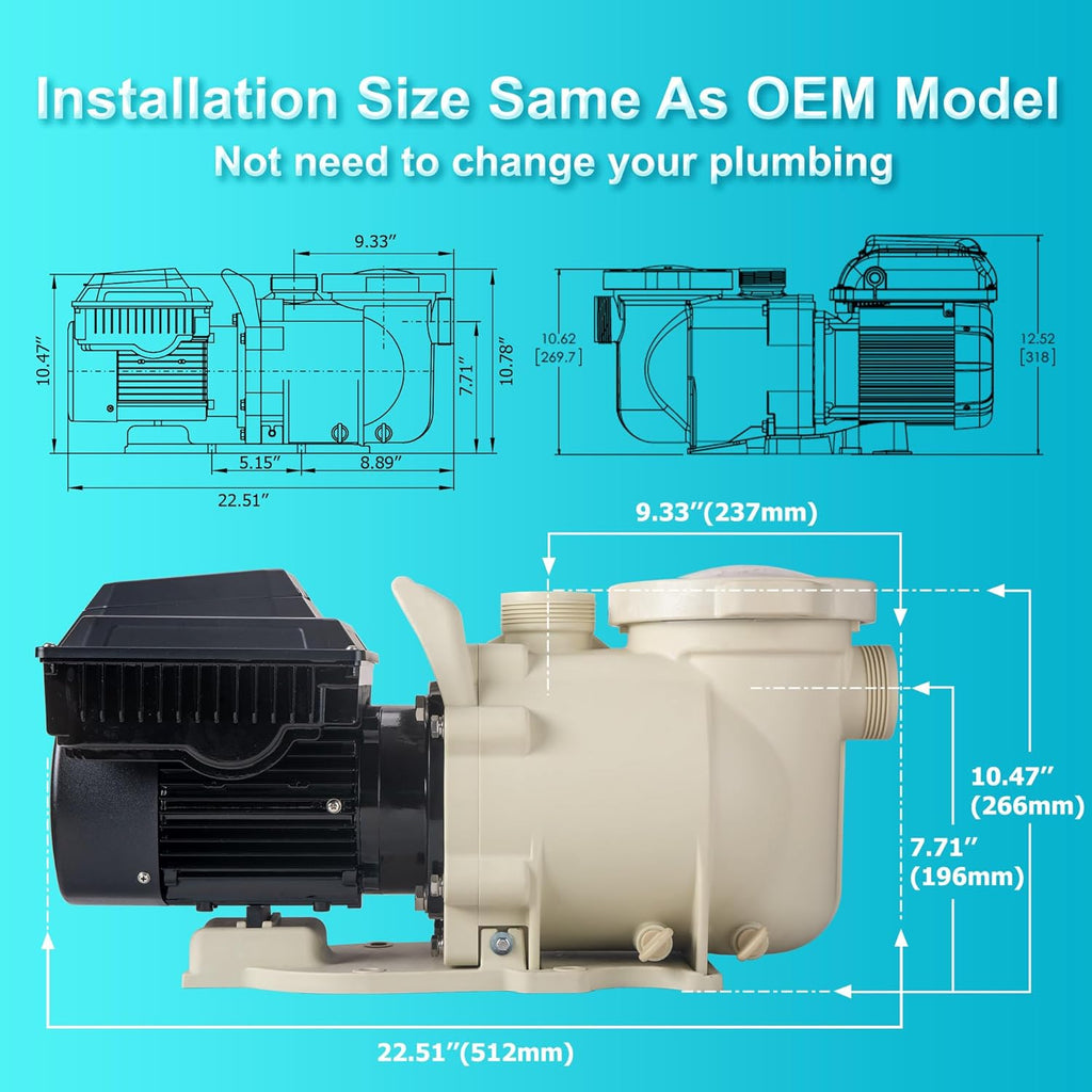 Variable Speed Pool Pump Inground 2HP with Filter Basket M40902
