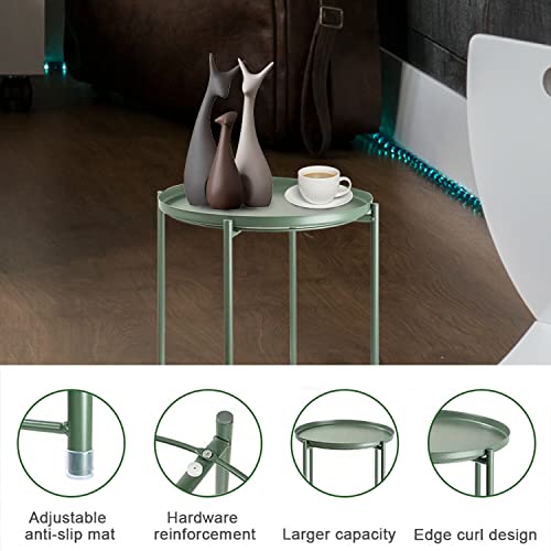 Round Metal Tray Side Table for Living Room Bedroom Balcony Z387