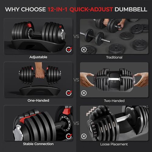 Adjustable Dumbbell Set with Anti-Slip Handle for Home Gym Strength Training H632151