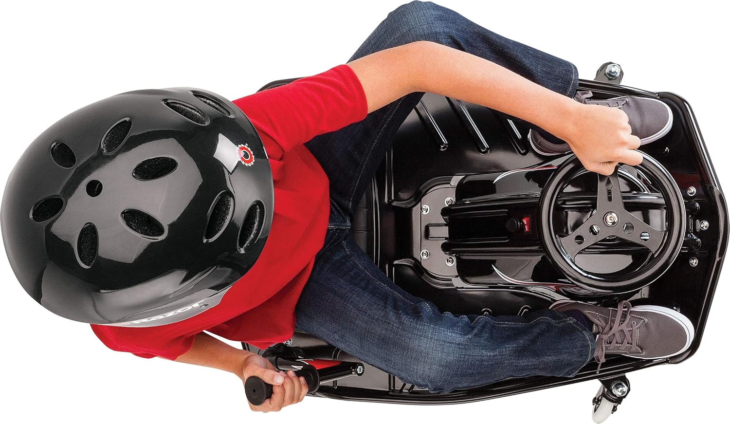 24V Electric Drifting Go Kart with Variable Speed, Up to 12 mph, Black/Red T428