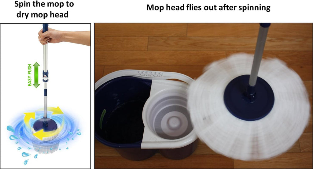 Hand Push Spin Mop with 2 Microfiber Mopheads W952213