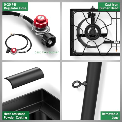 3 Burner Propane Gas Stove for Outdoor Cooking, 225,000 BTU Camping Cooker S3202
