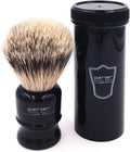 Parker,100% Silvertip Travel Shave Brush with Case, Black - Also Great for Everyday Use!