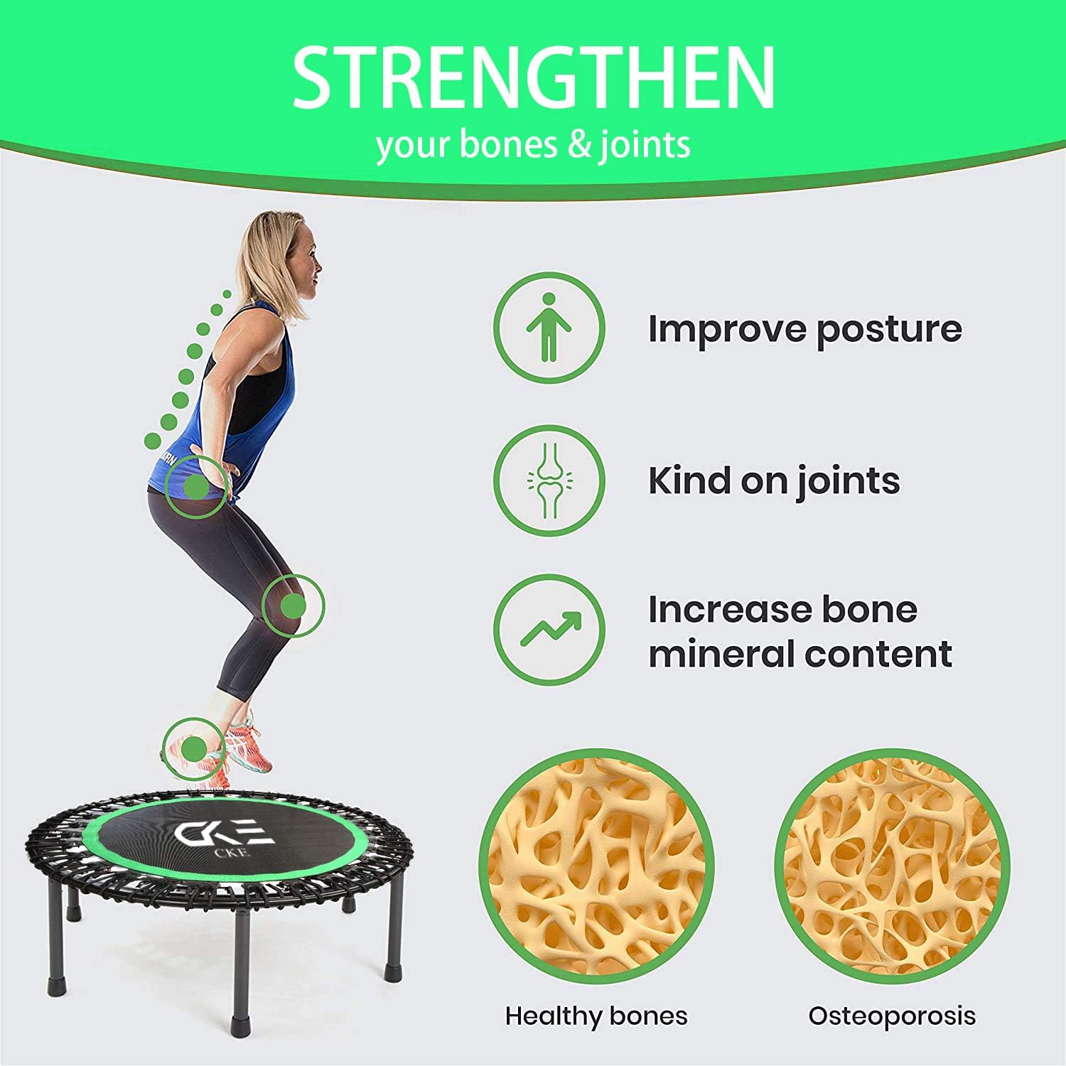 40 Inch Mini Trampoline for Adults Kids with Safety Anti-Skid Pads B9682