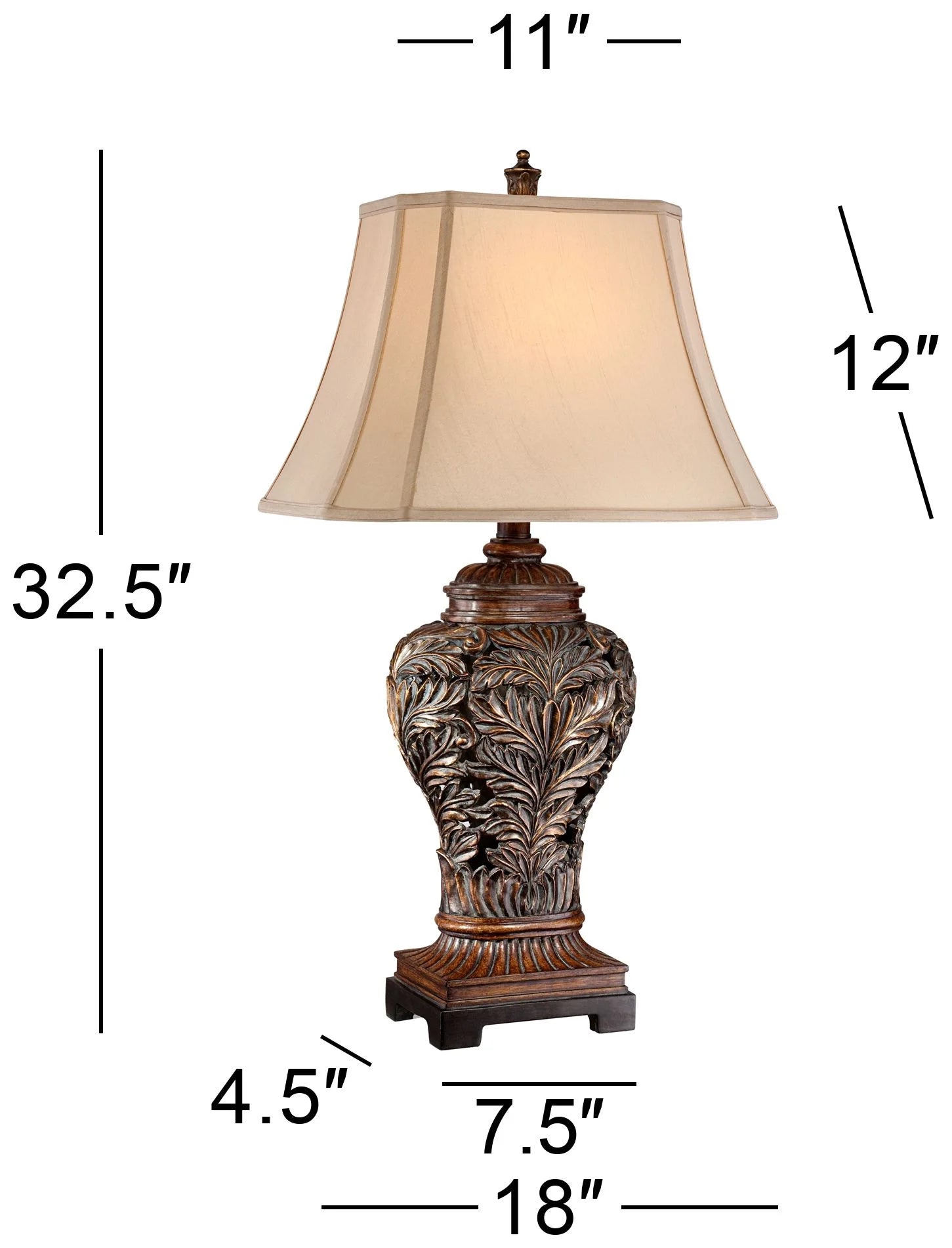 Table Lamps Set of 2, 32.5" Tall with Curling Leaves Design E135589