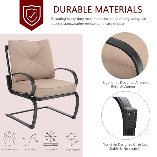 Patio Bistro Dining Spring Motion Chairs with Removable Cushion Seat, Metal Frame B319