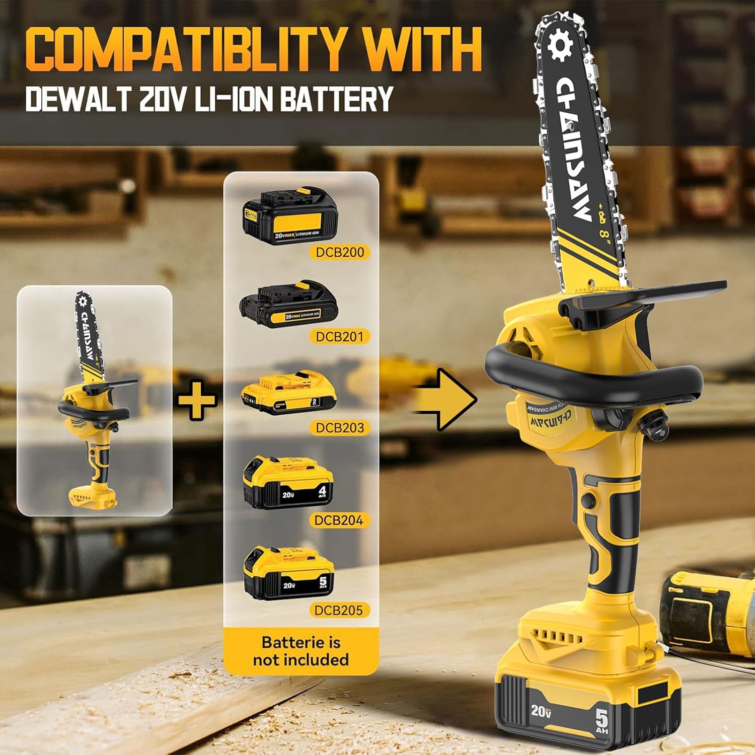 Mini Chainsaw 8 Inch Cordless for Wood Cutting and Tree Trimming G1751