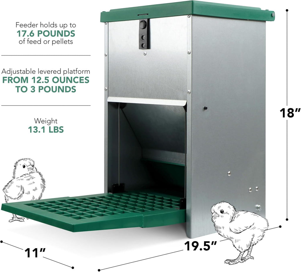 Pressure Lever Automatic Chicken Feeder, 17.6 lb Capacity A183