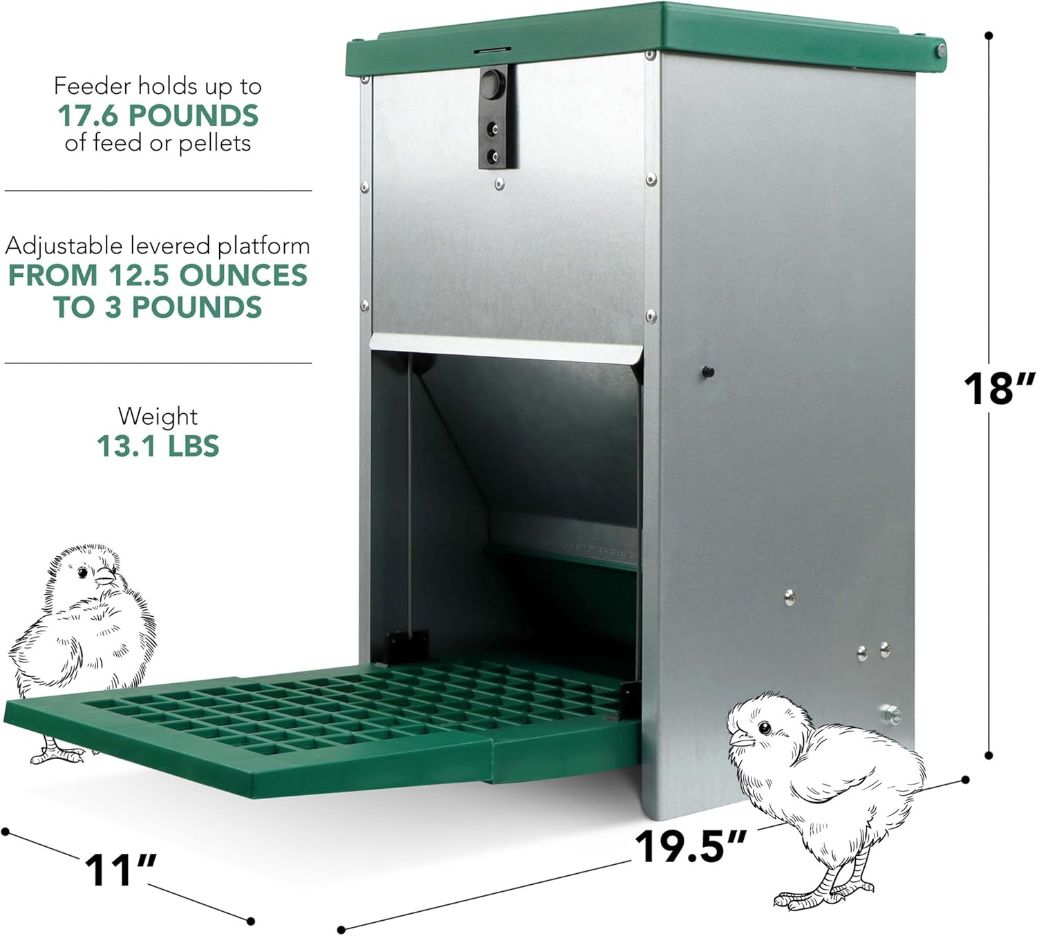Pressure Lever Automatic Chicken Feeder, 17.6 lb Capacity A183