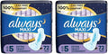 Always Maxi Overnight Pads with Wings, Size 5, Extra Heavy Overnight, Unscented, 72 Count (Pack of 2)