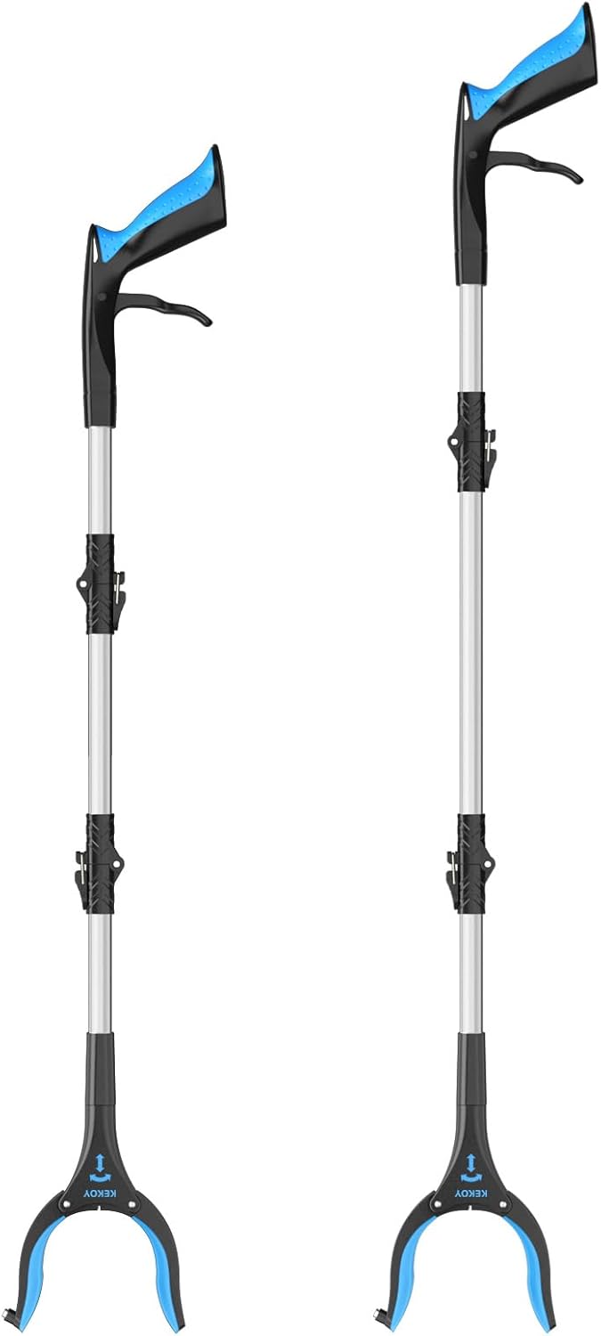 36inch & 44inch Grabber Reacher Tool, Foldable Grabbers for Elderly Grab it Reaching Tool Heavy Duty, Anti-Slip Rotating Jaw with Magnet, 4" Wide Claw Opening Reachers for Seniors