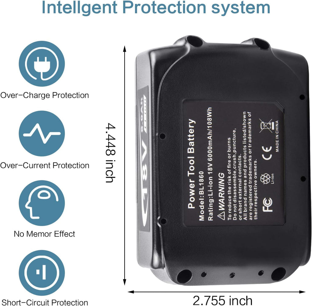18V 6000mAh Lithium Battery Replacement with LED Indicator N8922