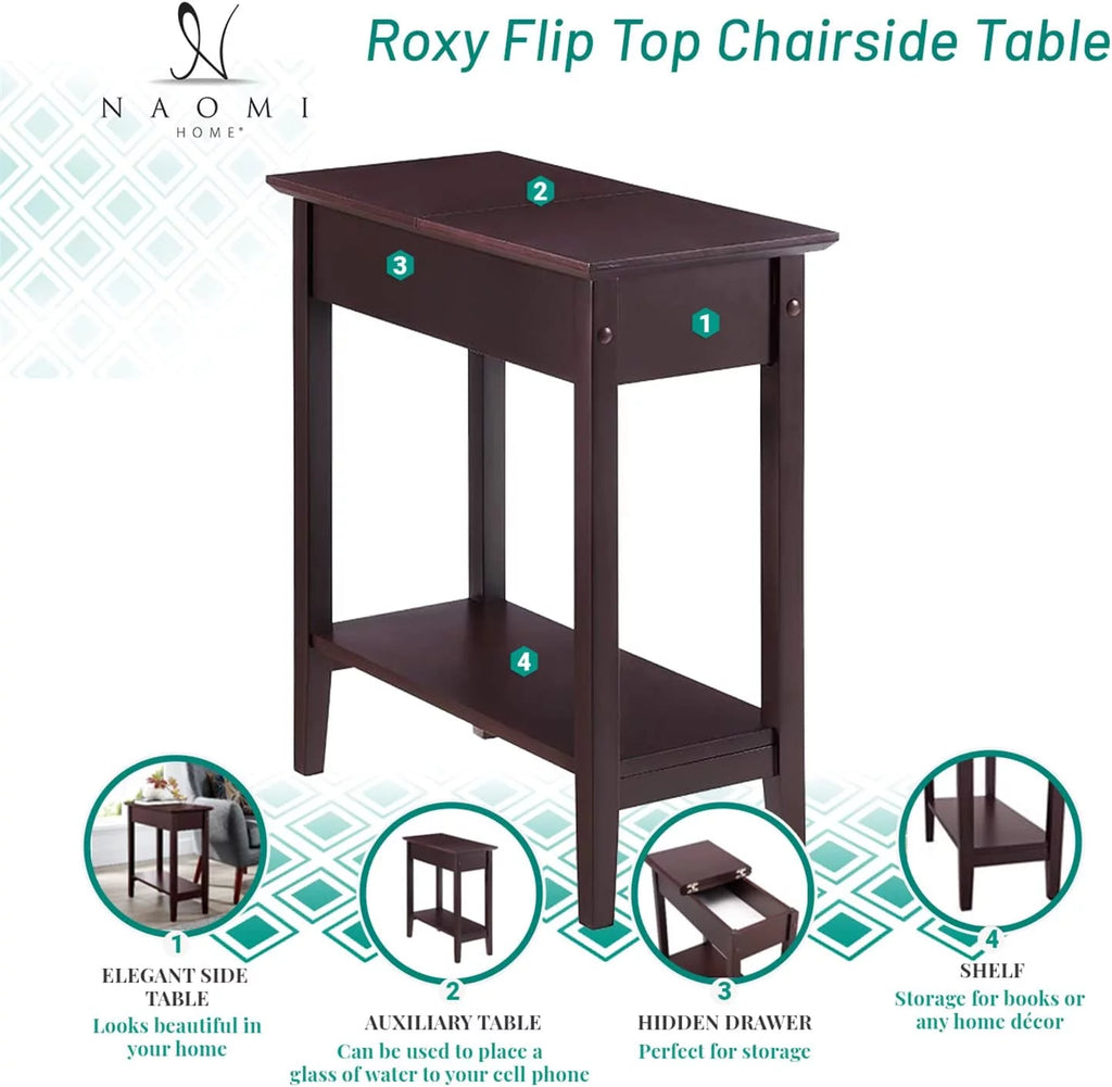 Narrow End Table with Storage Shelf for Small Spaces I331605