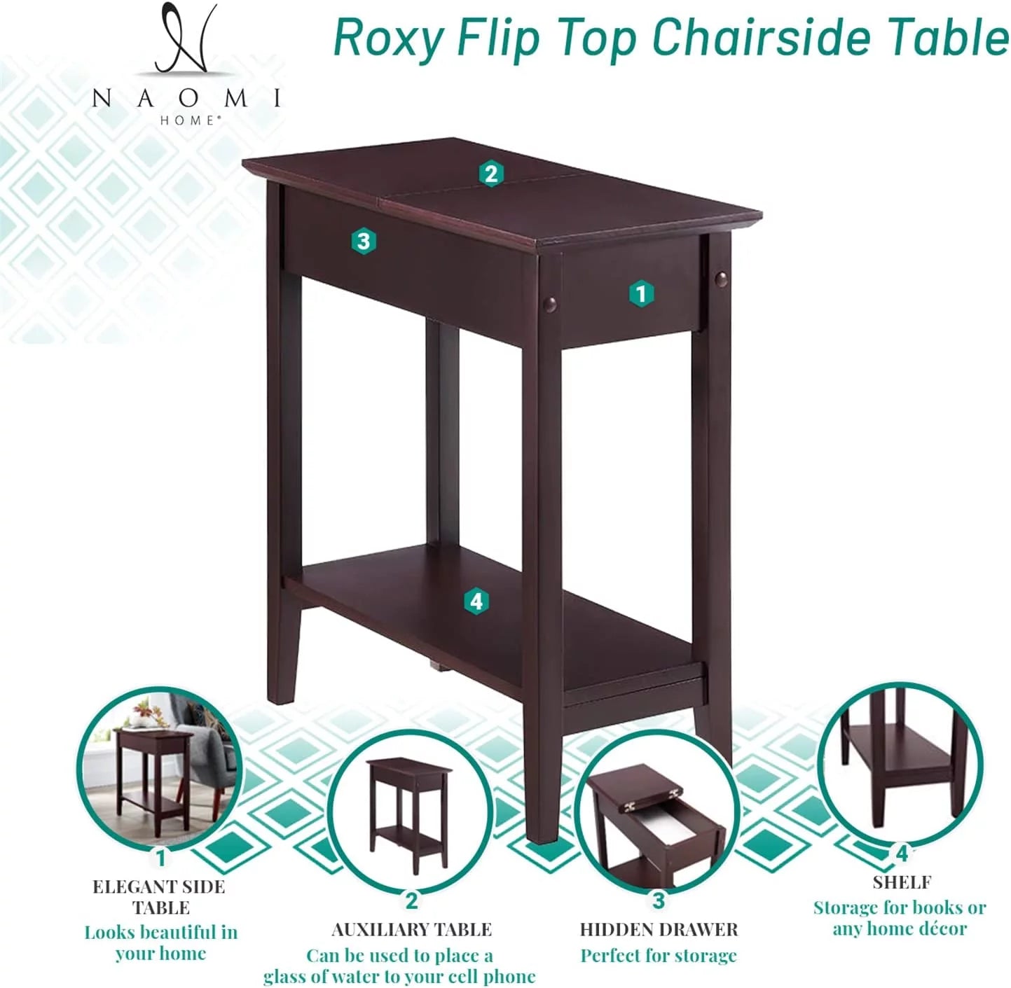 Narrow End Table with Storage Shelf for Small Spaces I331605