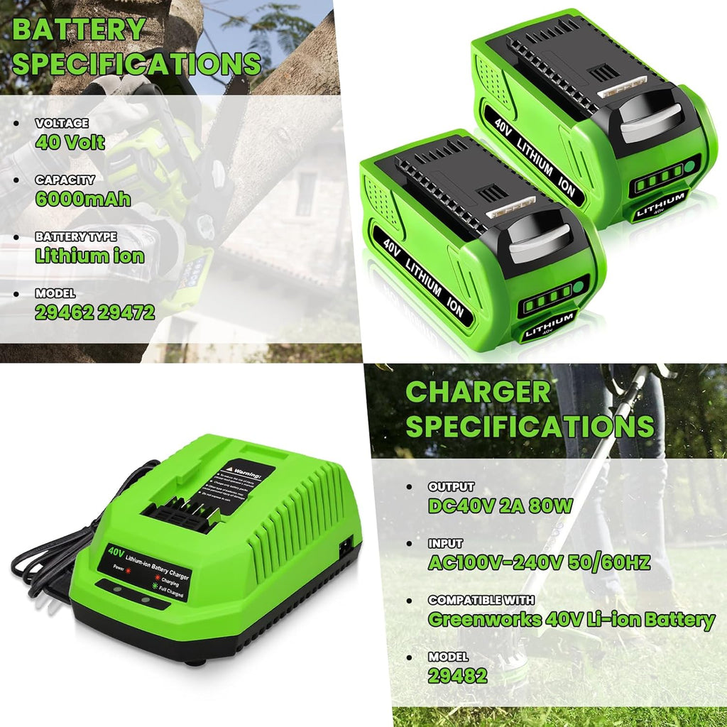 2-Pack 40V 6.0Ah Lithium Battery and Charger P45750