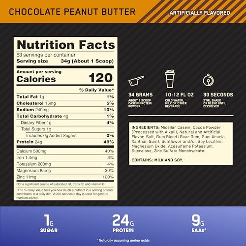 Micellar Casein Protein Powder, Slow Digesting, Chocolate, 2 Pound I411