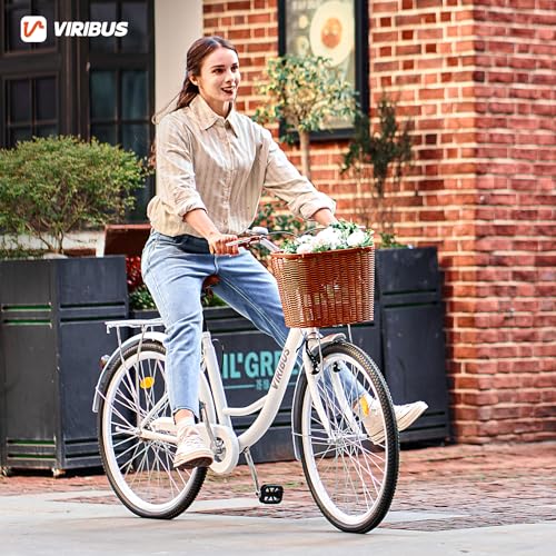 Beach Cruiser Bike for Women, 26 Inch, Step Through with Basket R10252