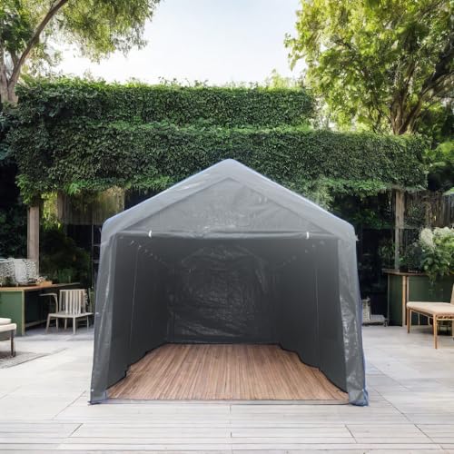 Heavy Duty Portable Carport Canopy Tent with Sidewalls, Waterproof, Grey F976
