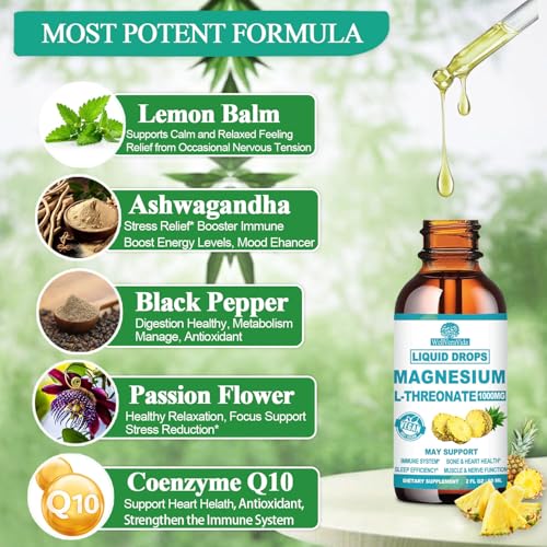 Magnesium L-Threonate Liquid with Apigenin, Theanine and Lemon Balm F2982