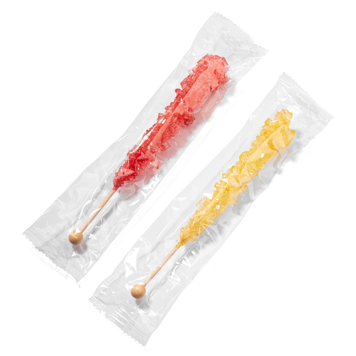 Gold and Red Rock Candy Sugar Sticks, Original & Strawberry Flavored C424435