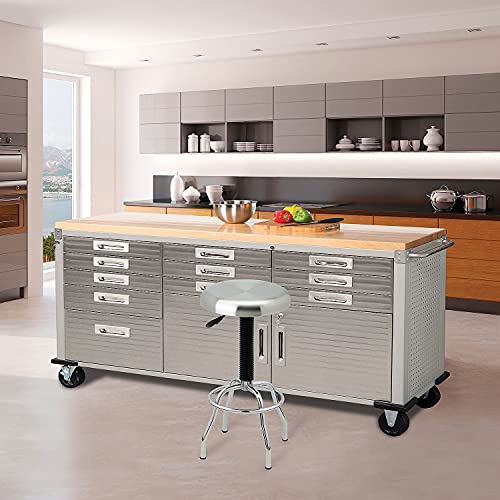 Heavy Duty Rolling Cabinet Workbench with Solid Wood Top, 12-Drawer Z6174