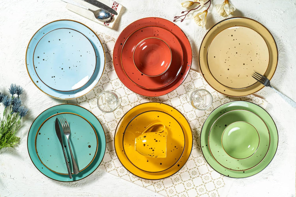 8.1" Porcelain Pasta Bowl, 26 oz Salad Bowls, Microwave & Dishwasher Safe, Stackable, Set of 6 E685