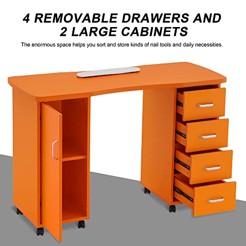 Manicure Table with 4 Drawers and Lockable Wheels A832929