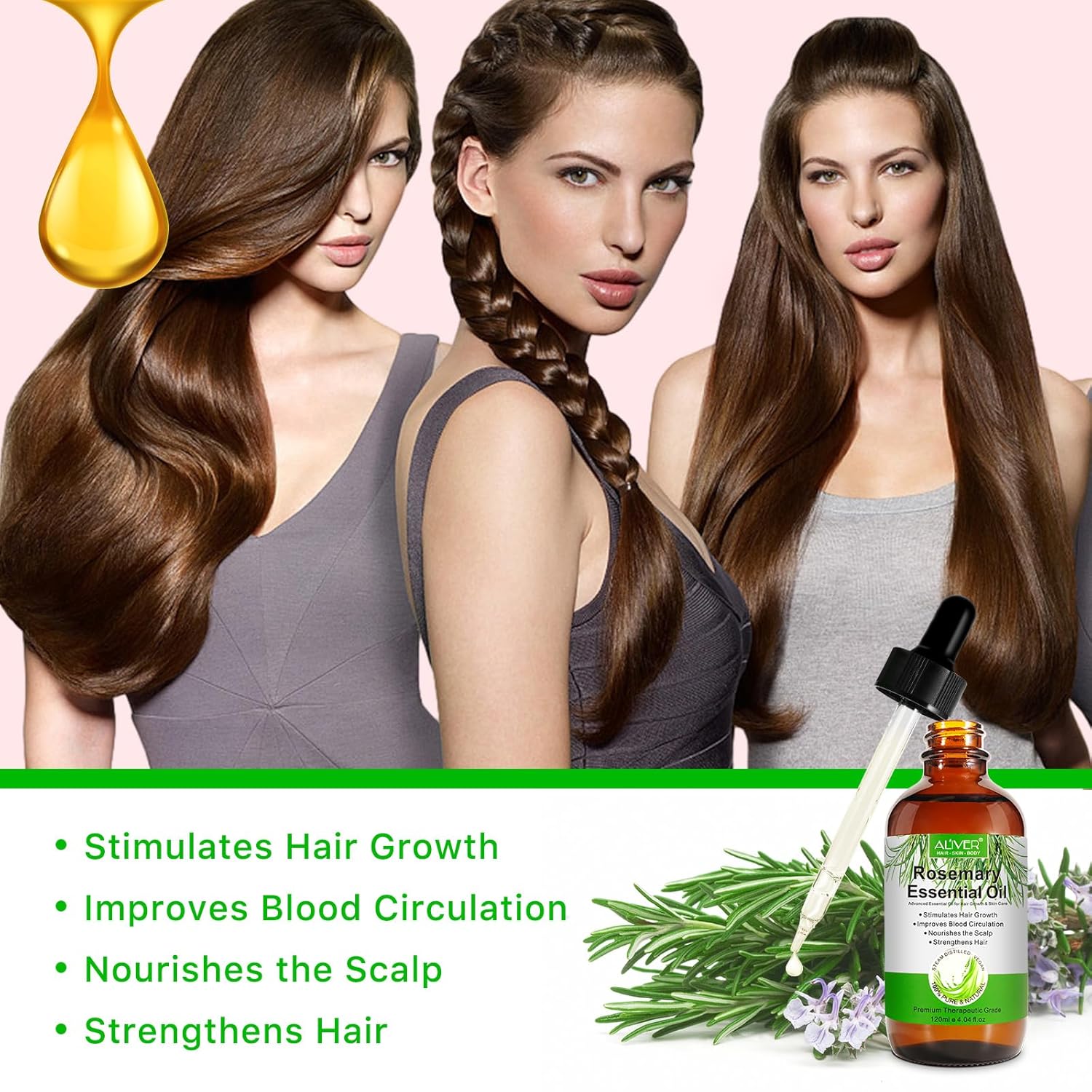 Rosemary Oil for Hair Growth with Scalp Massager V4016